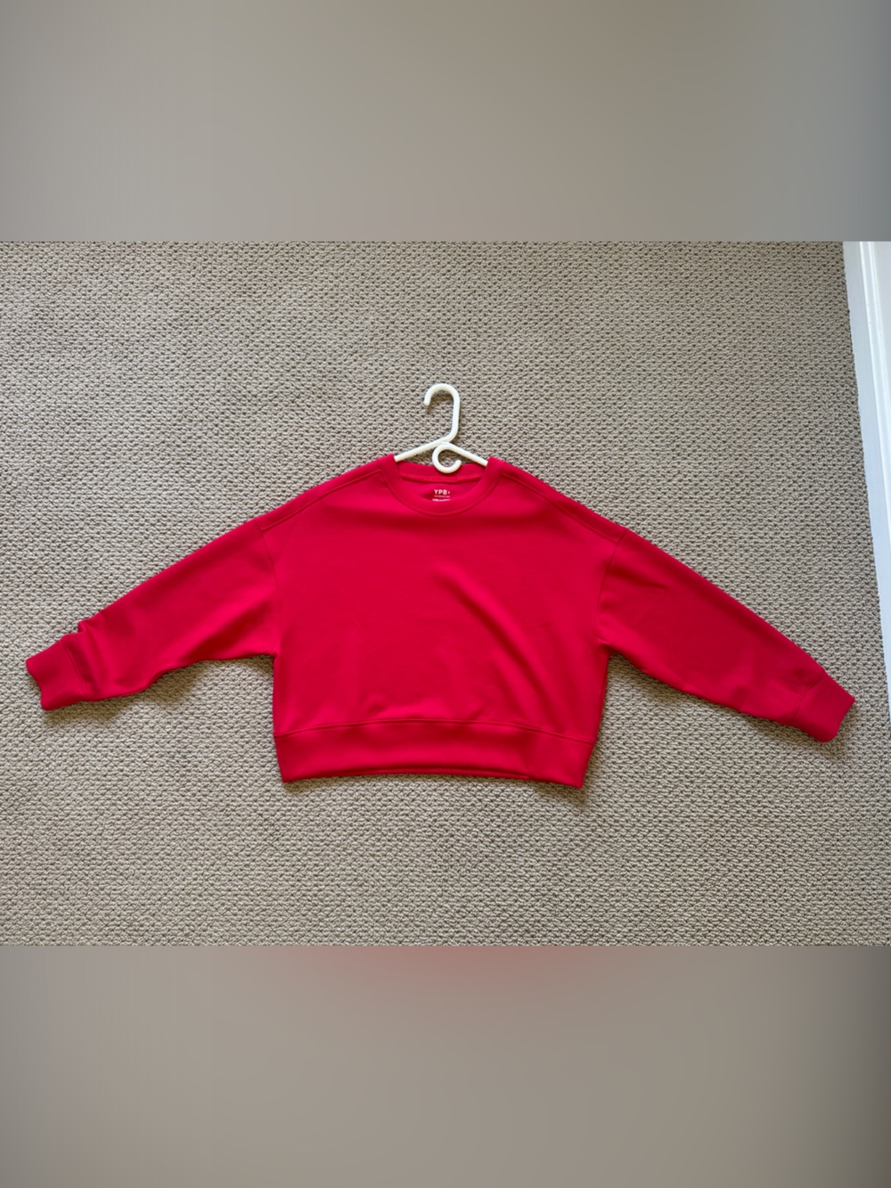 Abercrombie YPB Cropped Red Crewneck Sweatshirt